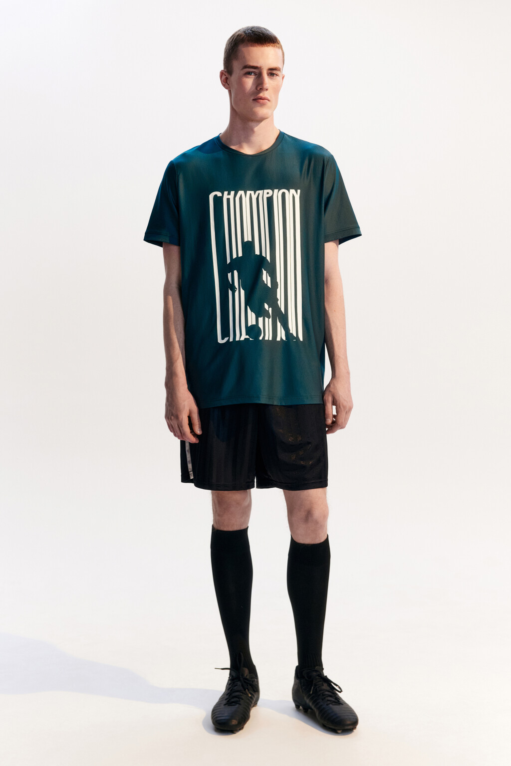 Футболка спортивная из сетки с принтом - цвет зеленый - 6