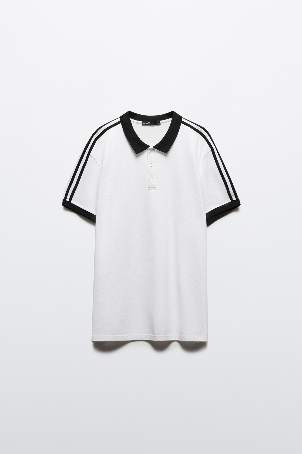 Футболка-поло хлопковая с лампасами - цвет белый - 8