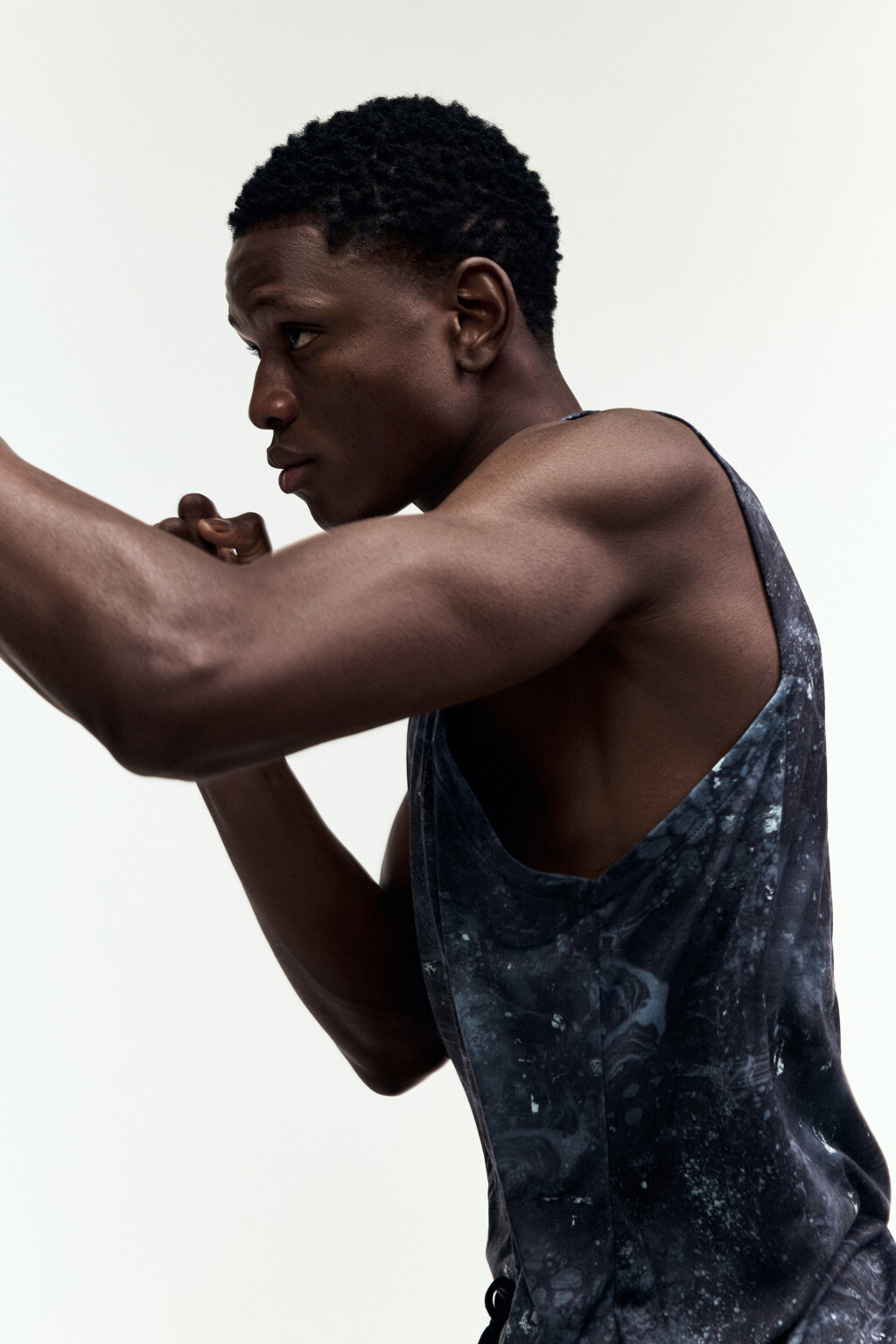 Майка спортивная облегающая с принтом - цвет серый - 1