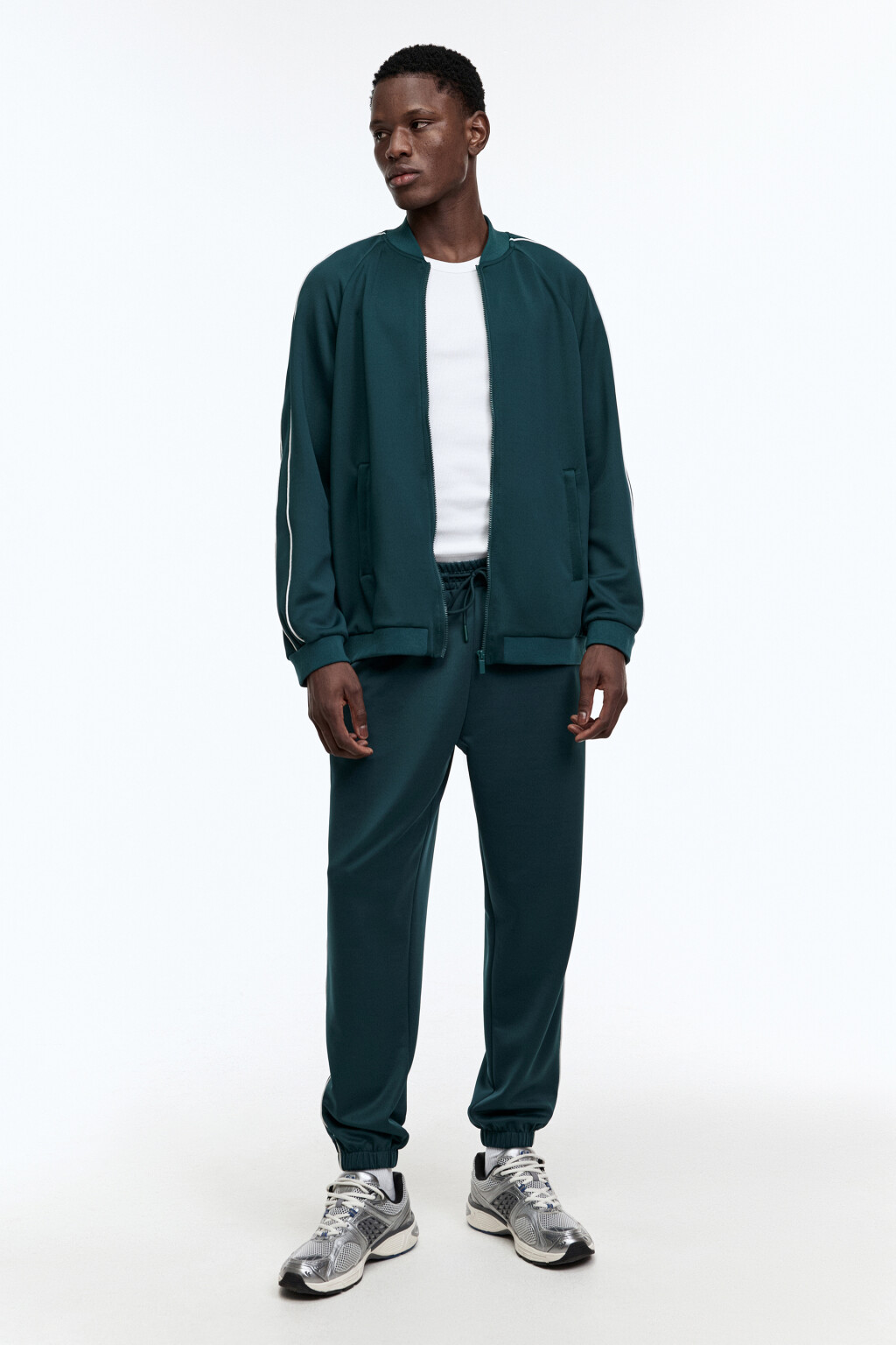 Худи-зипка спортивная с лампасами - цвет зеленый - 5