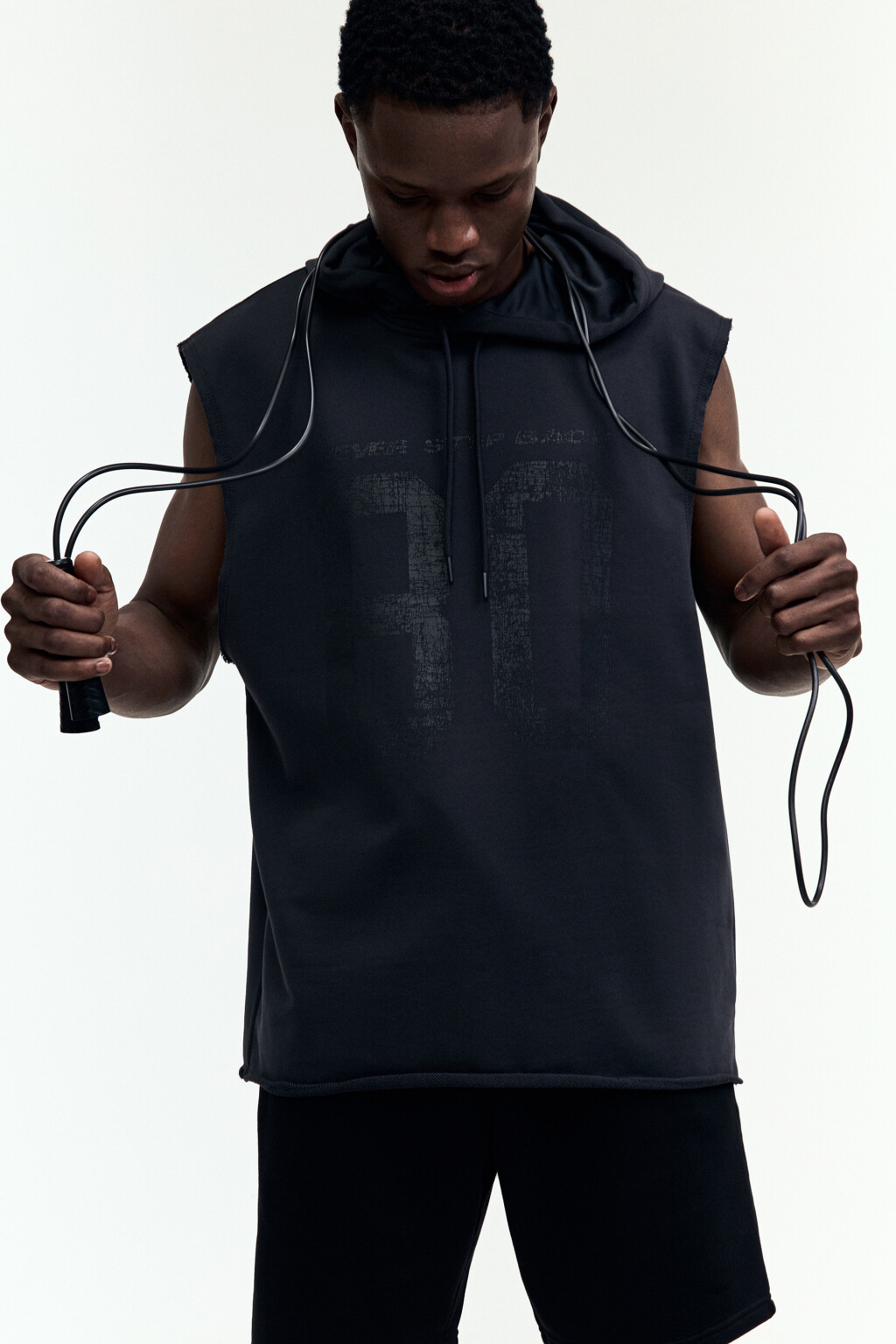 Толстовка oversize с обрезанными рукавами - цвет серый - 1