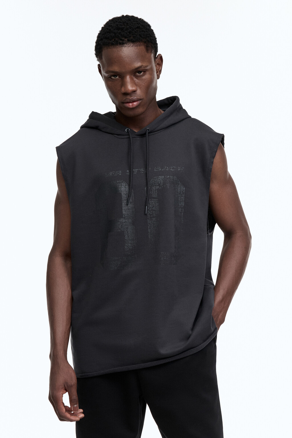 Толстовка oversize с обрезанными рукавами - цвет серый - 2