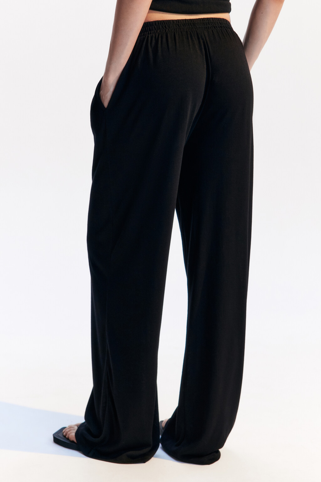 Брюки широкие пляжные из вискозы - цвет черный - 3