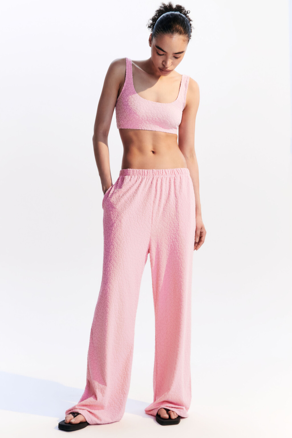 Брюки пляжные фактурные - цвет розовый - 1