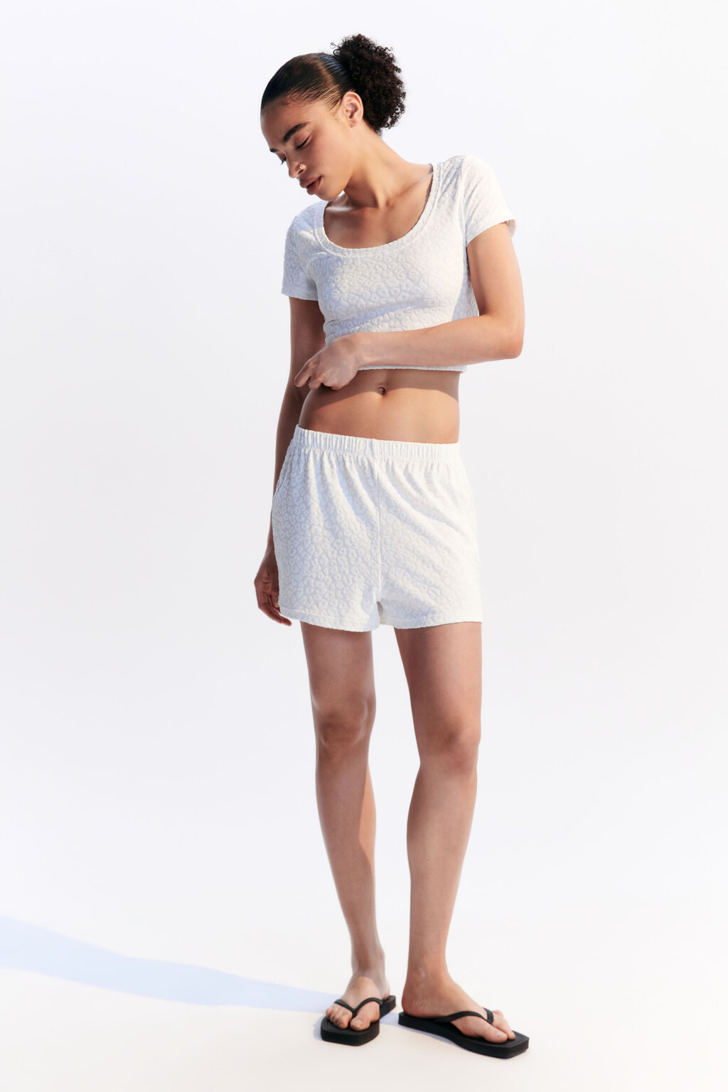 Шорты пляжные фактурные - цвет белый - 4