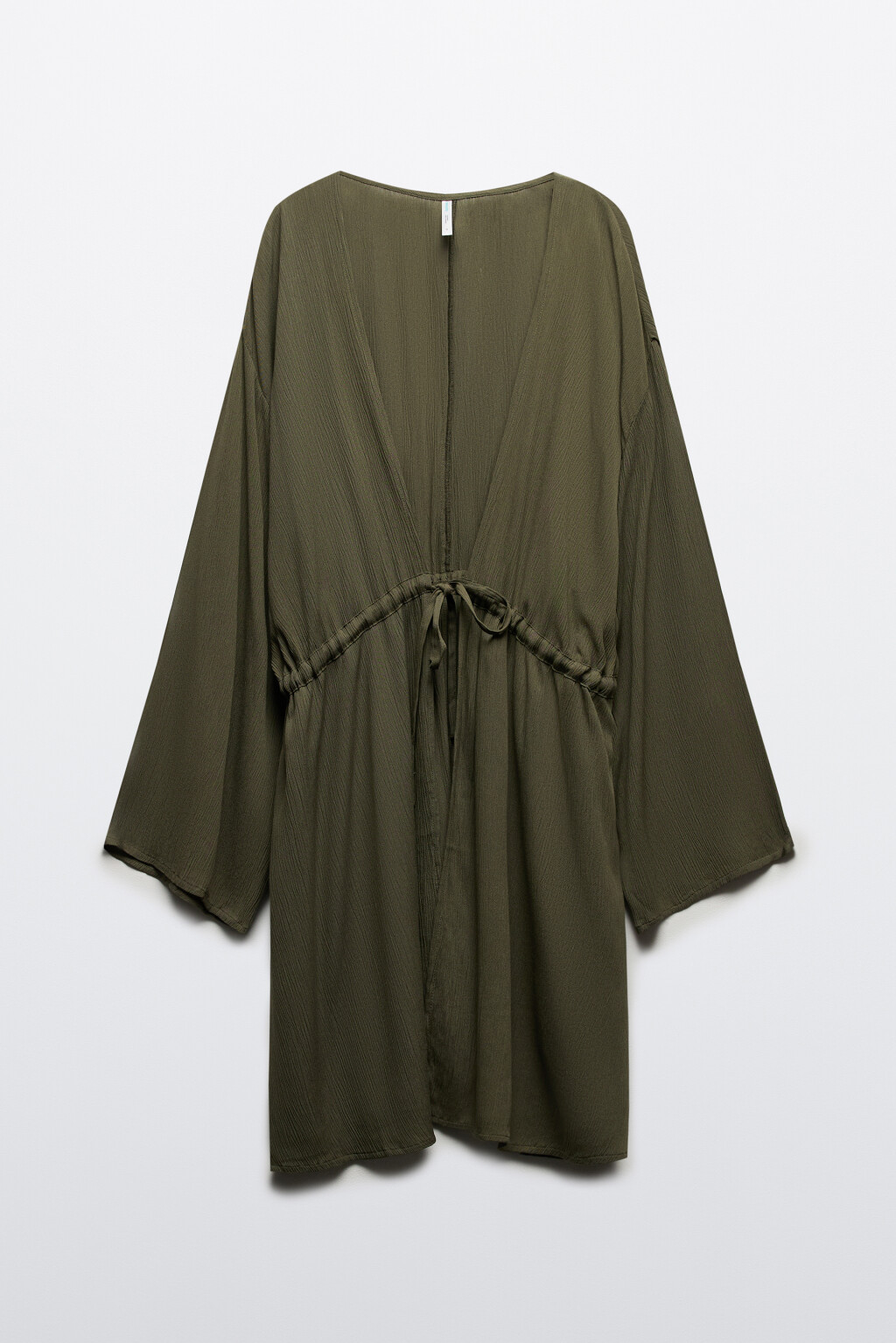 Туника пляжная вискозная с поясом - цвет зеленый - 7