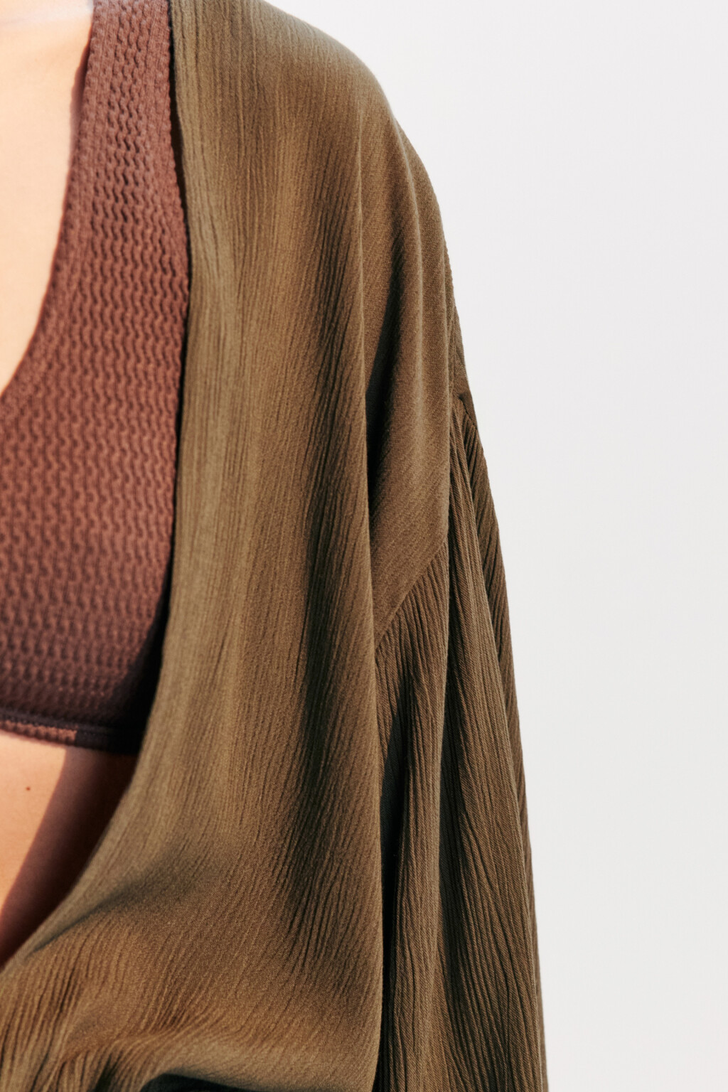 Туника пляжная вискозная с поясом - цвет зеленый - 6