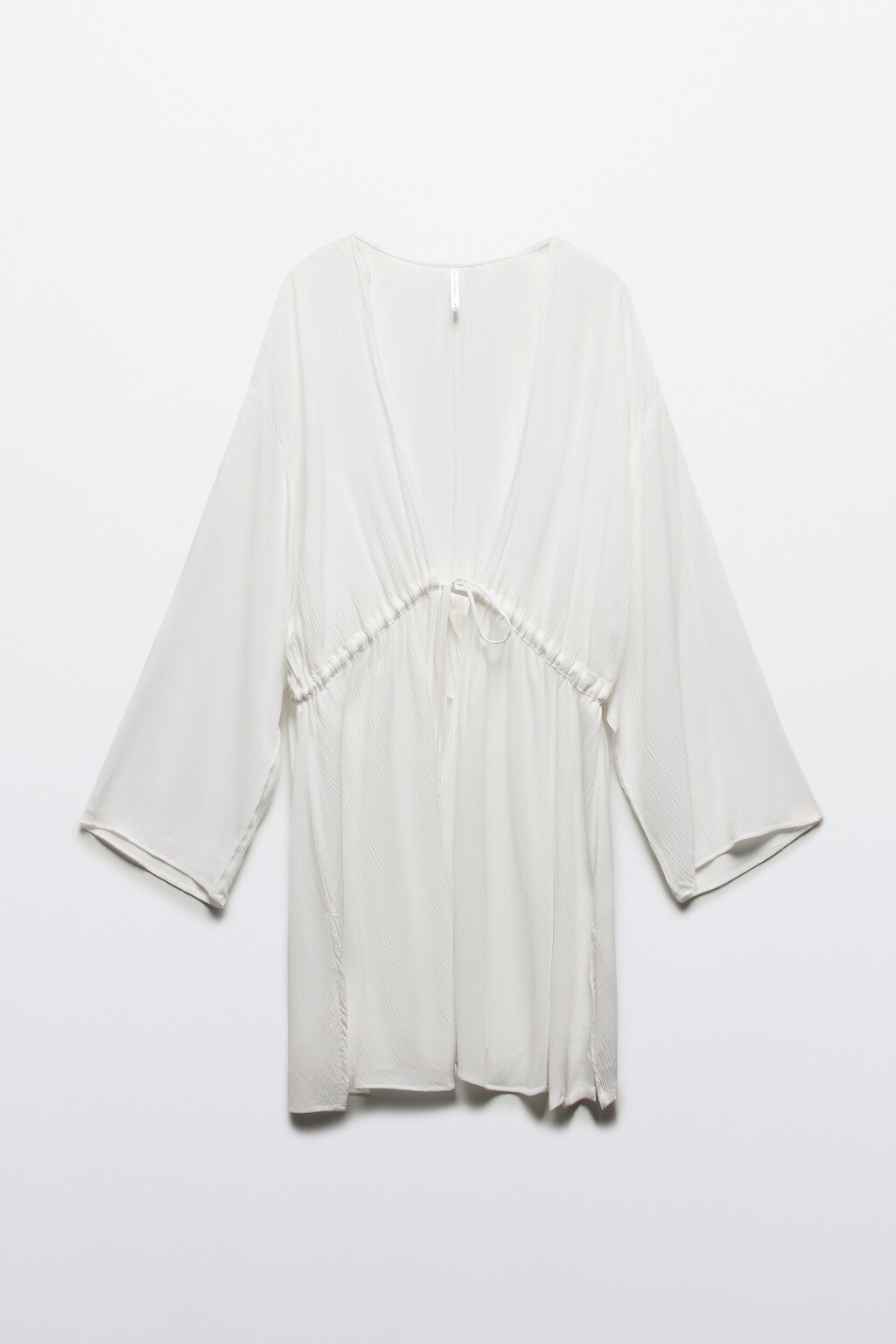 Туника пляжная вискозная с поясом - цвет белый - 8