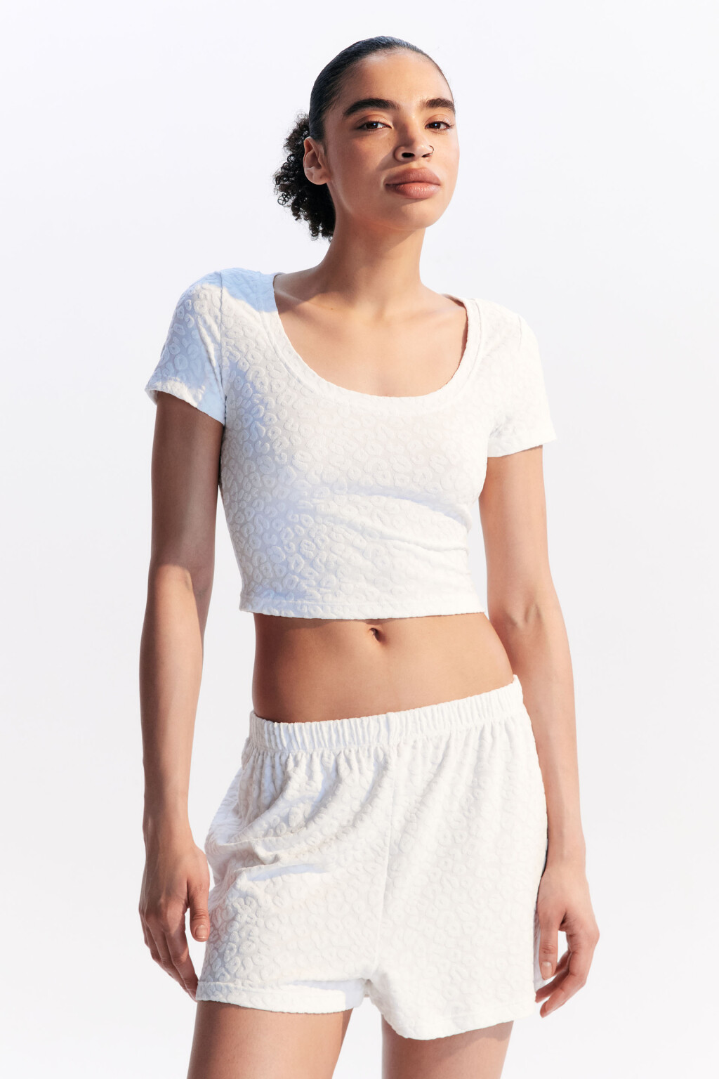 Футболка-топ пляжная фактурная - цвет белый - 3