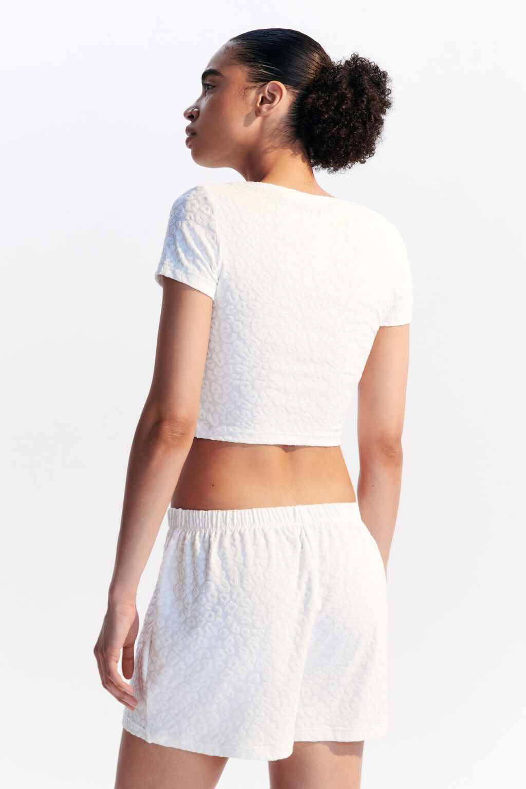 Футболка-топ пляжная фактурная - цвет белый - 4