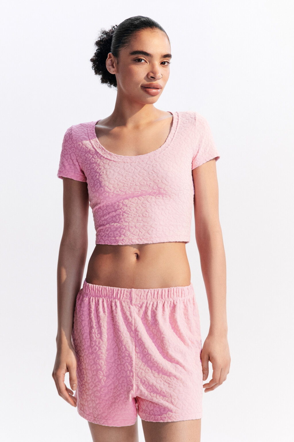 Футболка-топ пляжная фактурная - цвет розовый - 2