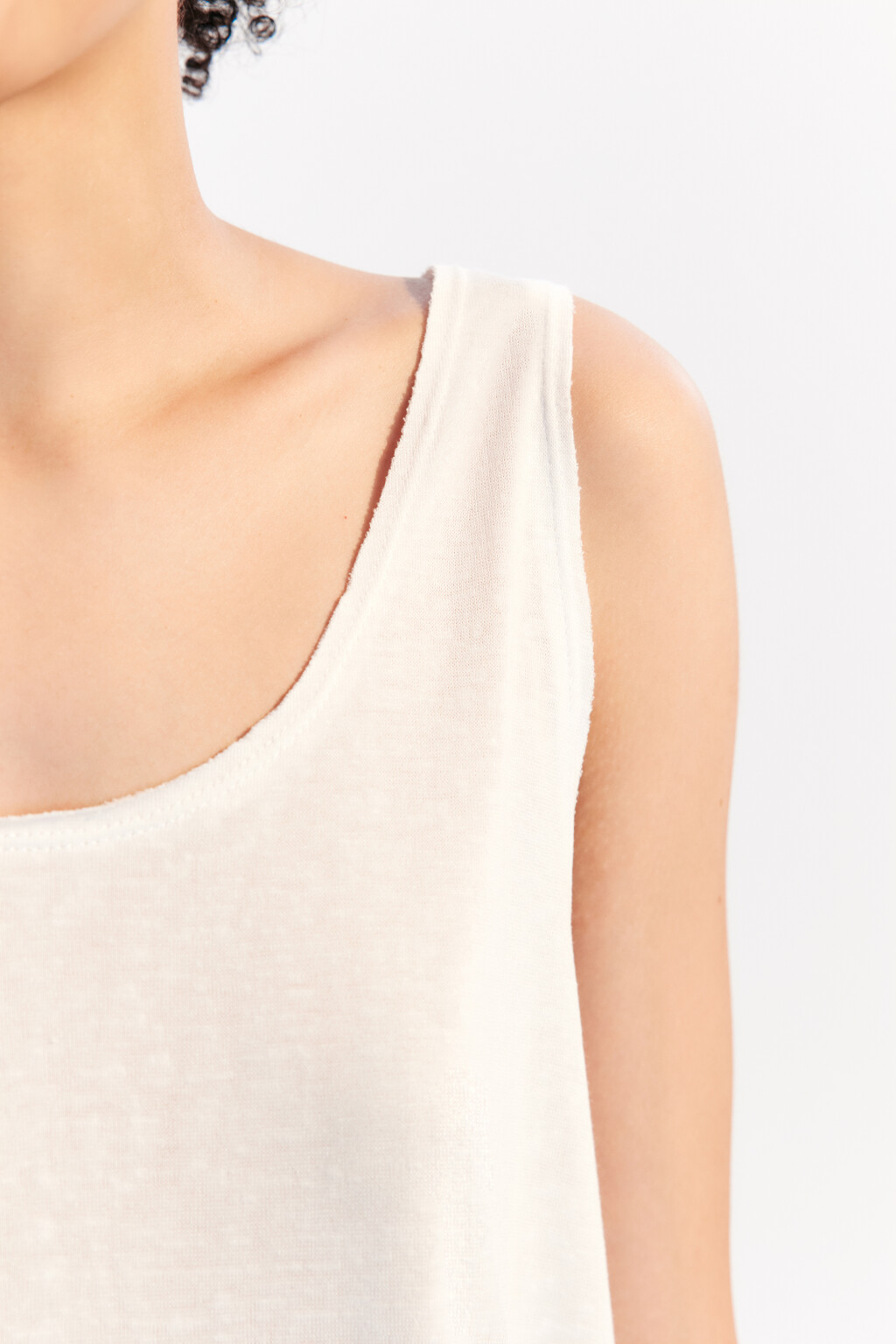 Майка свободная пляжная из вискозы - цвет белый - 6