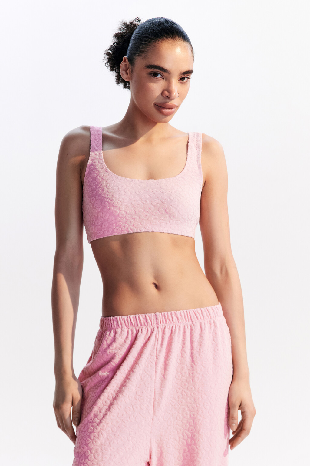 Топ-бюстгальтер пляжный фактурный - цвет розовый - 2