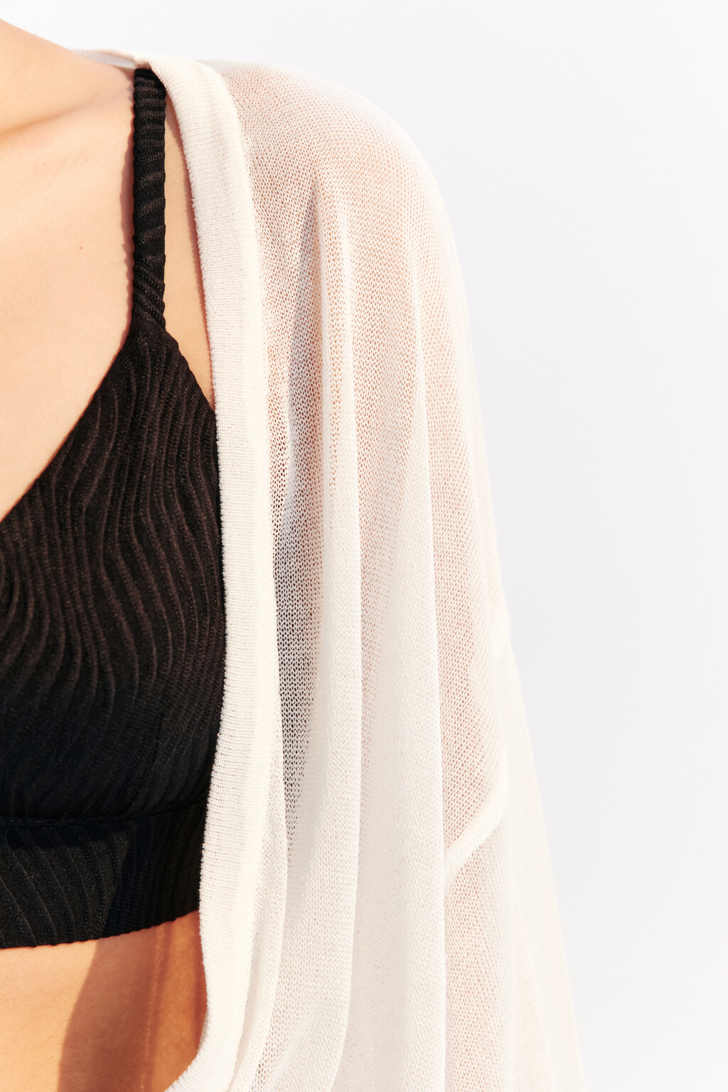 Кардиган с поясом пляжный из вискозы - цвет белый - 6