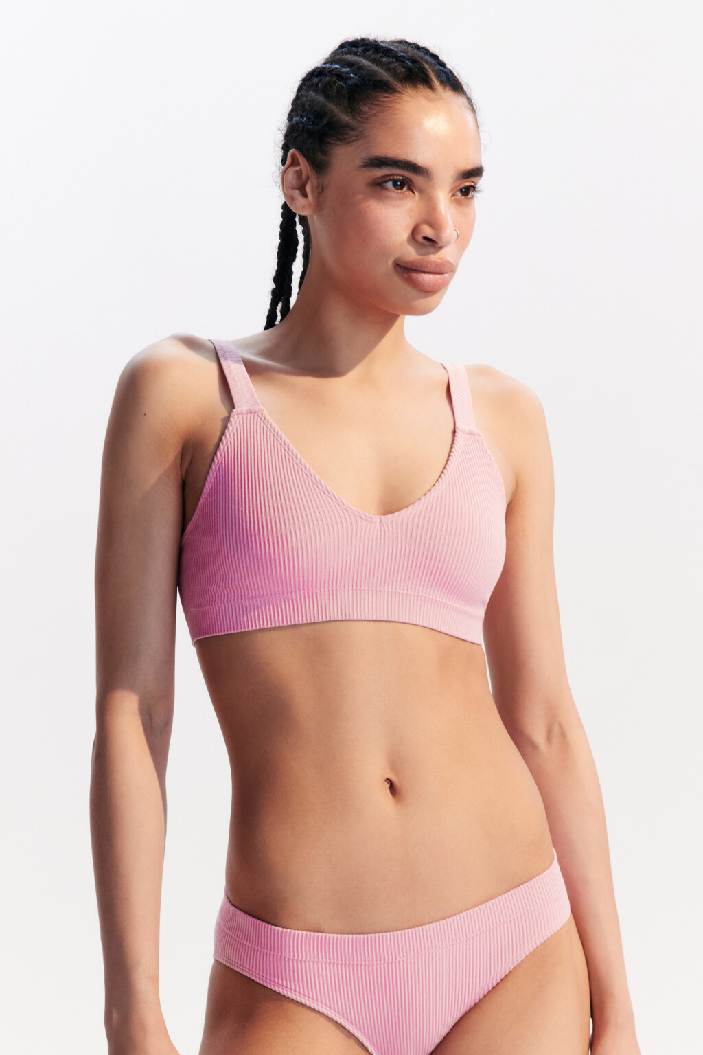 Лиф-топ купальный на широких бретелях - цвет розовый - 3