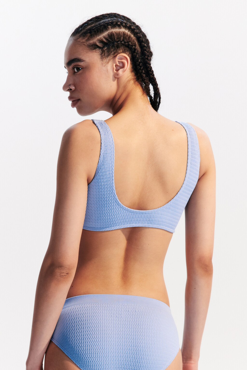 Лиф купальный с декоративным узлом - цвет голубой - 3