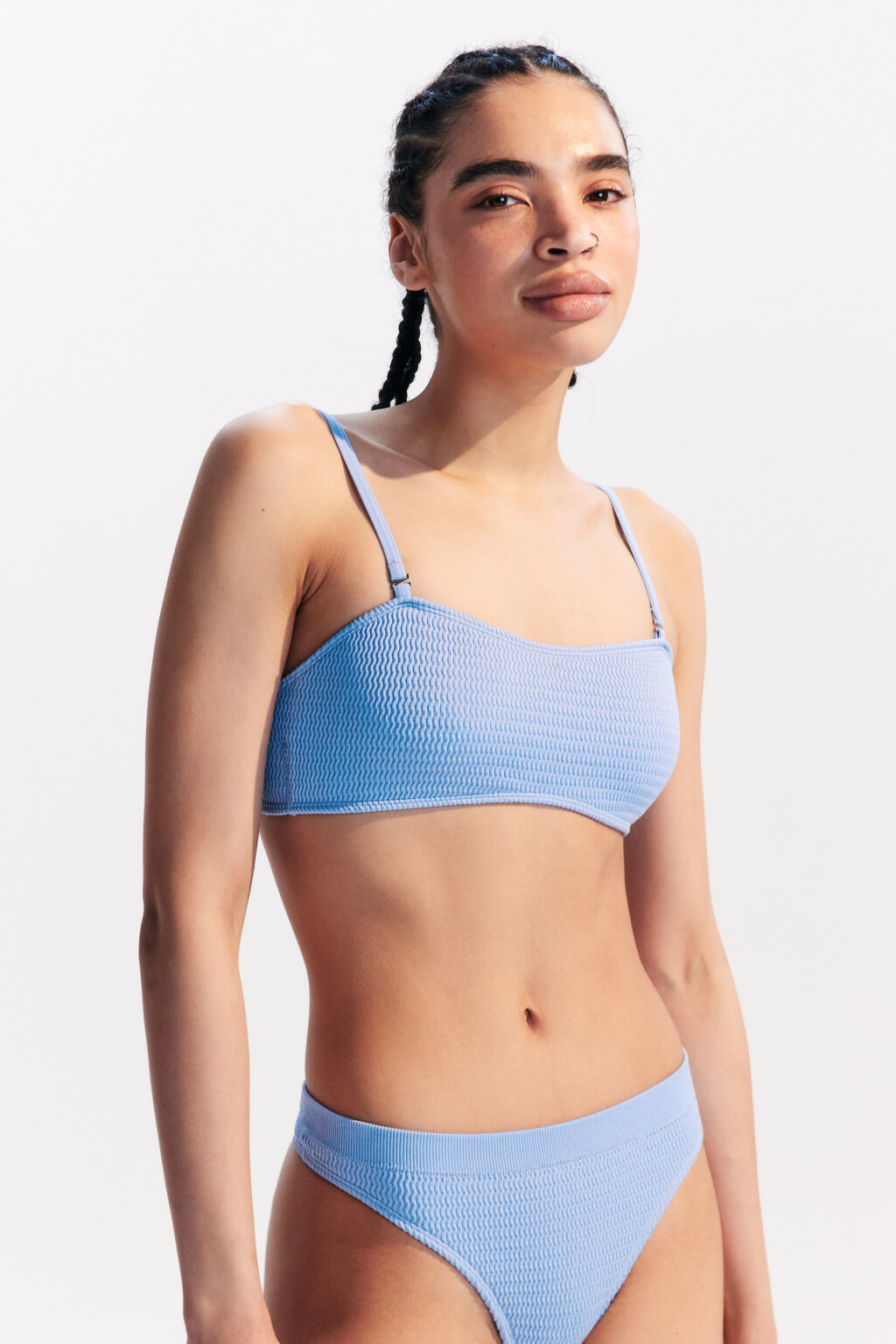 Лиф-бандо купальный на тонких бретелях - цвет голубой - 2