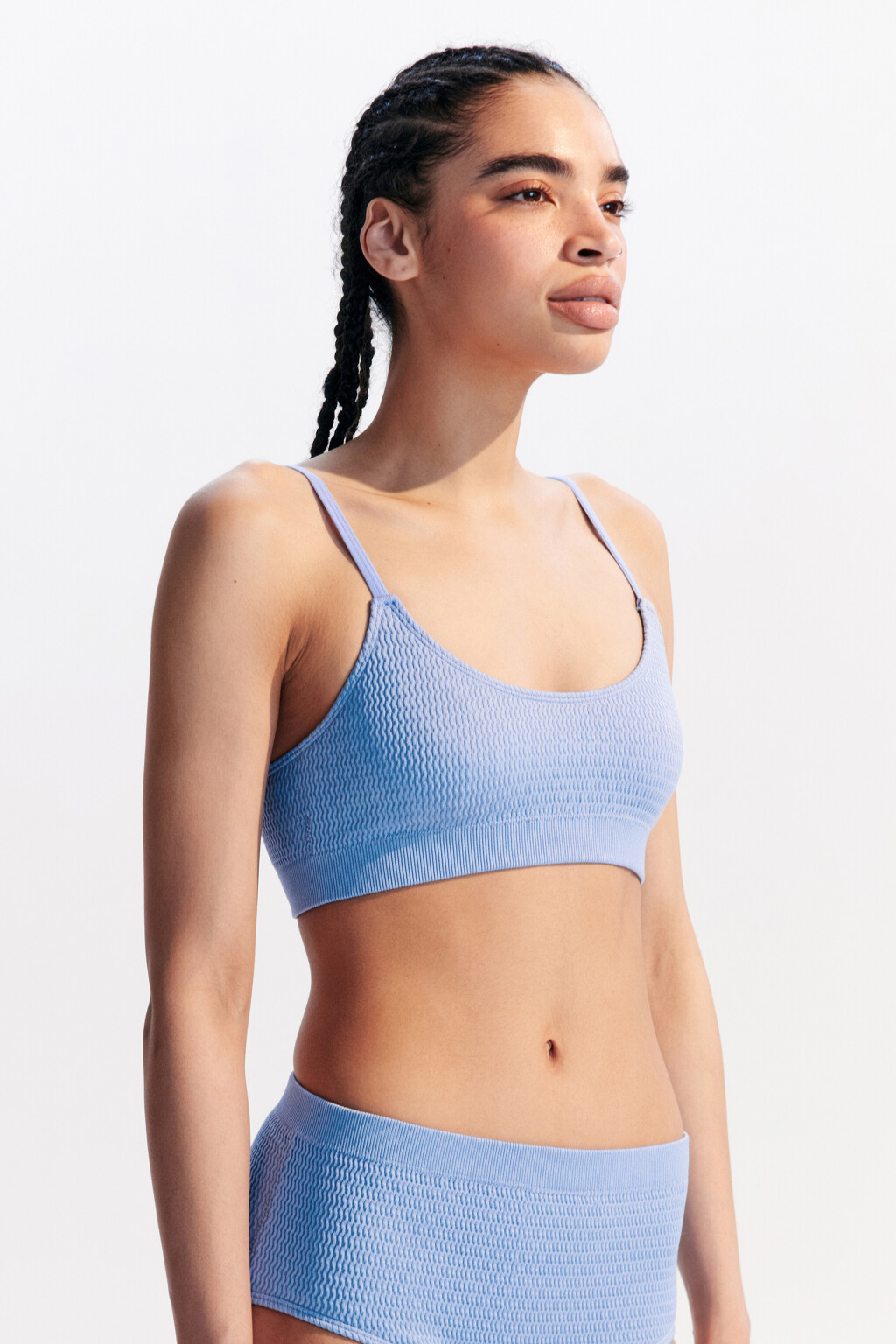 Лиф-топ купальный на тонких бретелях - цвет голубой - 2