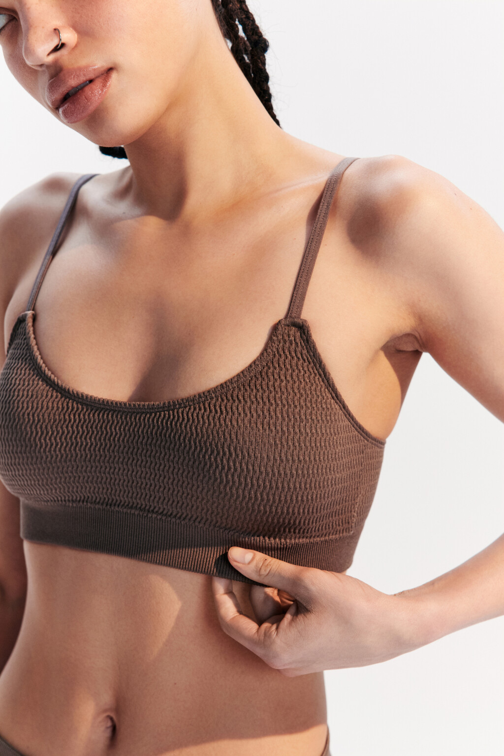 Лиф-топ купальный на тонких бретелях - цвет бежевый - 1