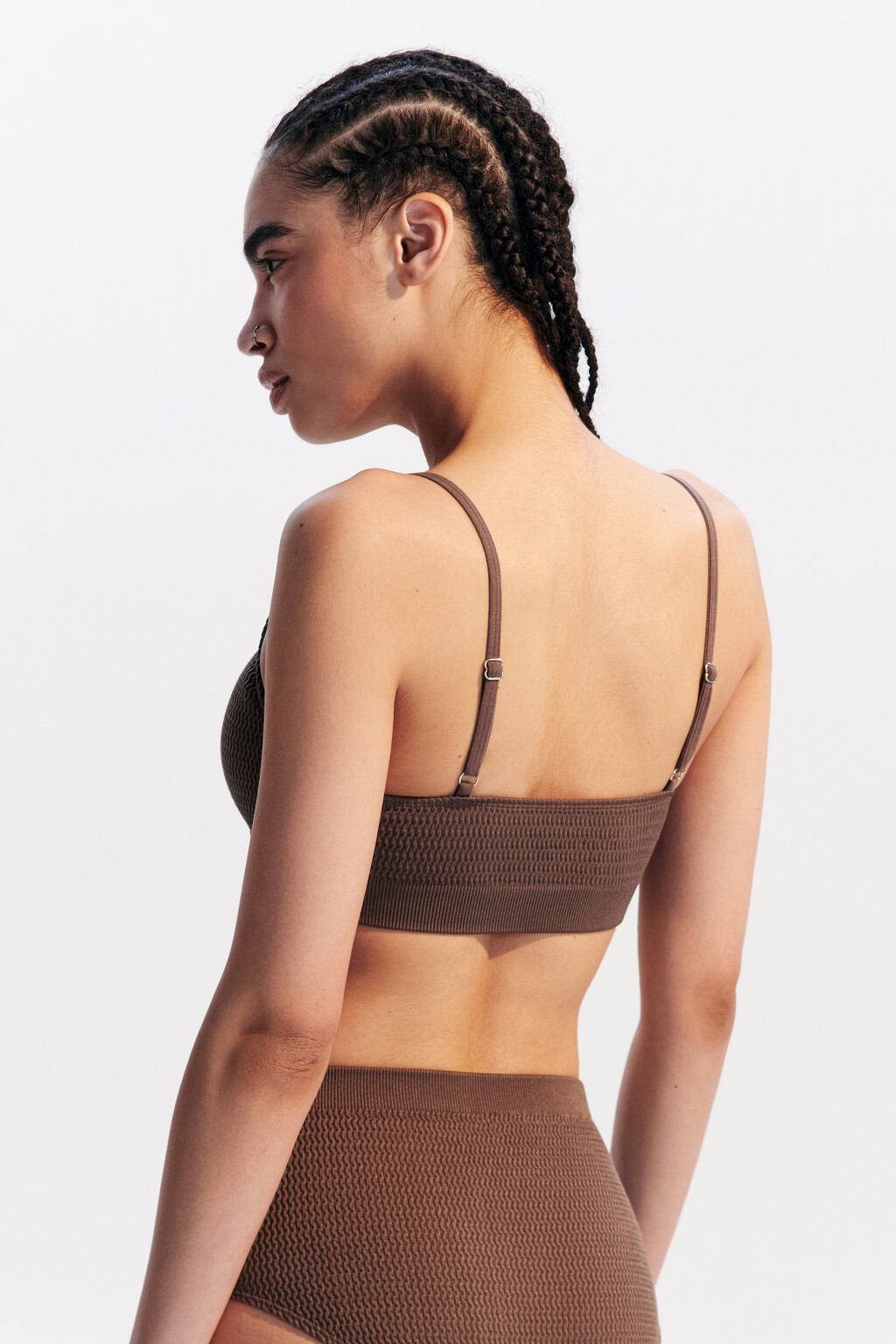 Лиф-топ купальный на тонких бретелях - цвет бежевый - 4