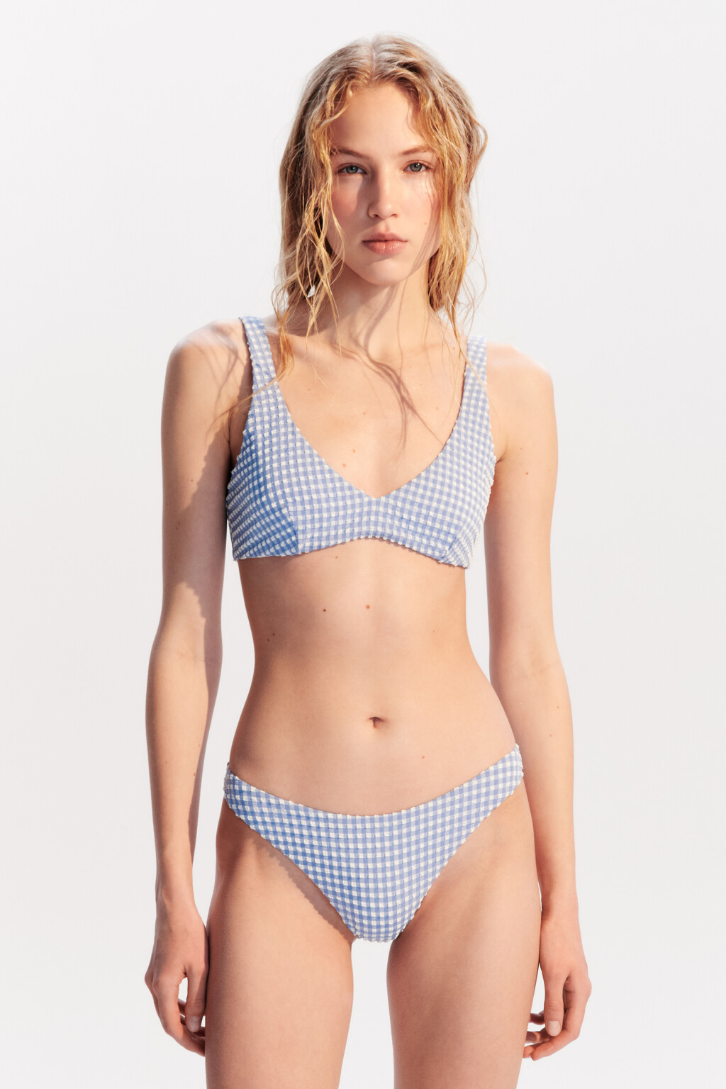 Лиф-бра купальный из жатой ткани - цвет голубой - 4