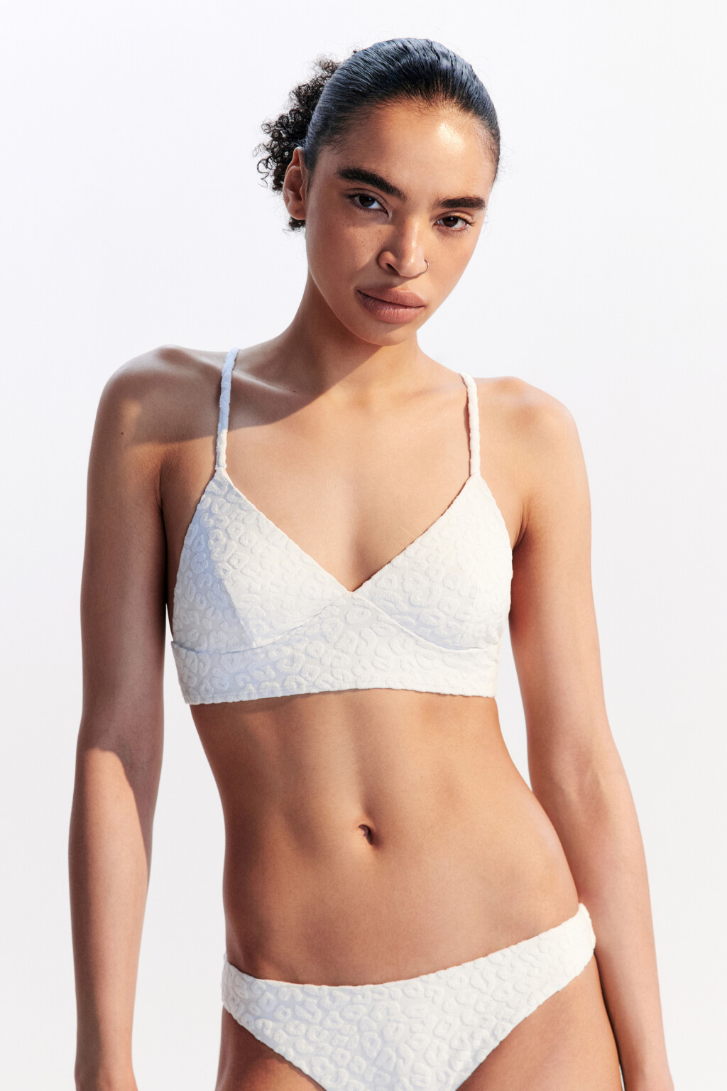 Лиф-топ купальный из фактурной ткани - цвет ванильный - 2