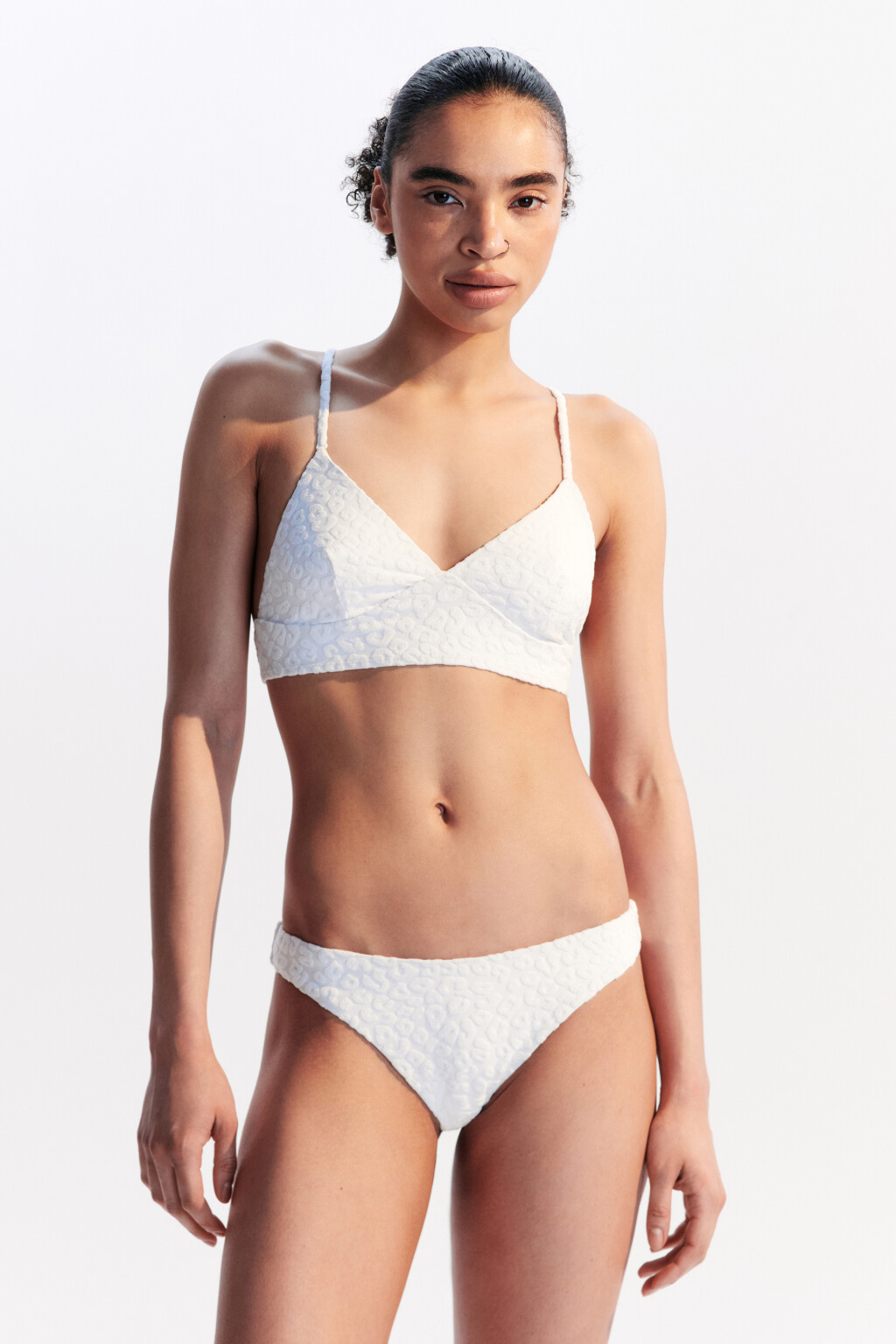 Лиф-топ купальный из фактурной ткани - цвет ванильный - 4