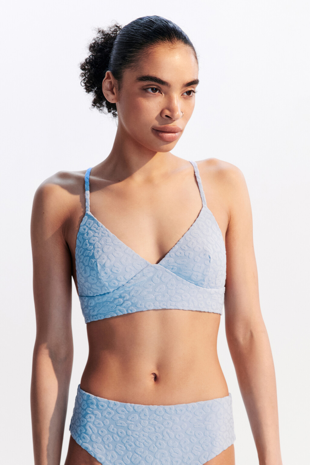 Лиф-топ купальный из фактурной ткани - цвет голубой - 2