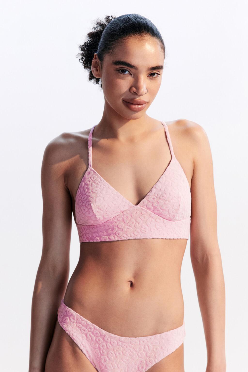 Лиф-топ купальный из фактурной ткани - цвет розовый - 2