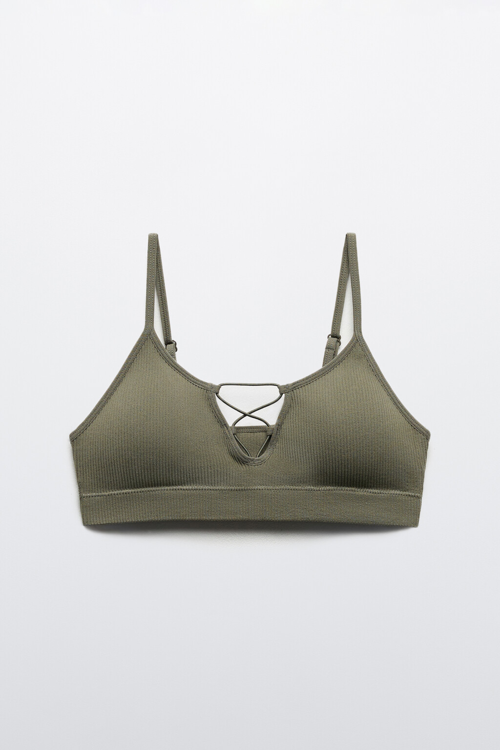 Лиф-топ купальный со шнуровкой на груди - цвет зеленый - 4