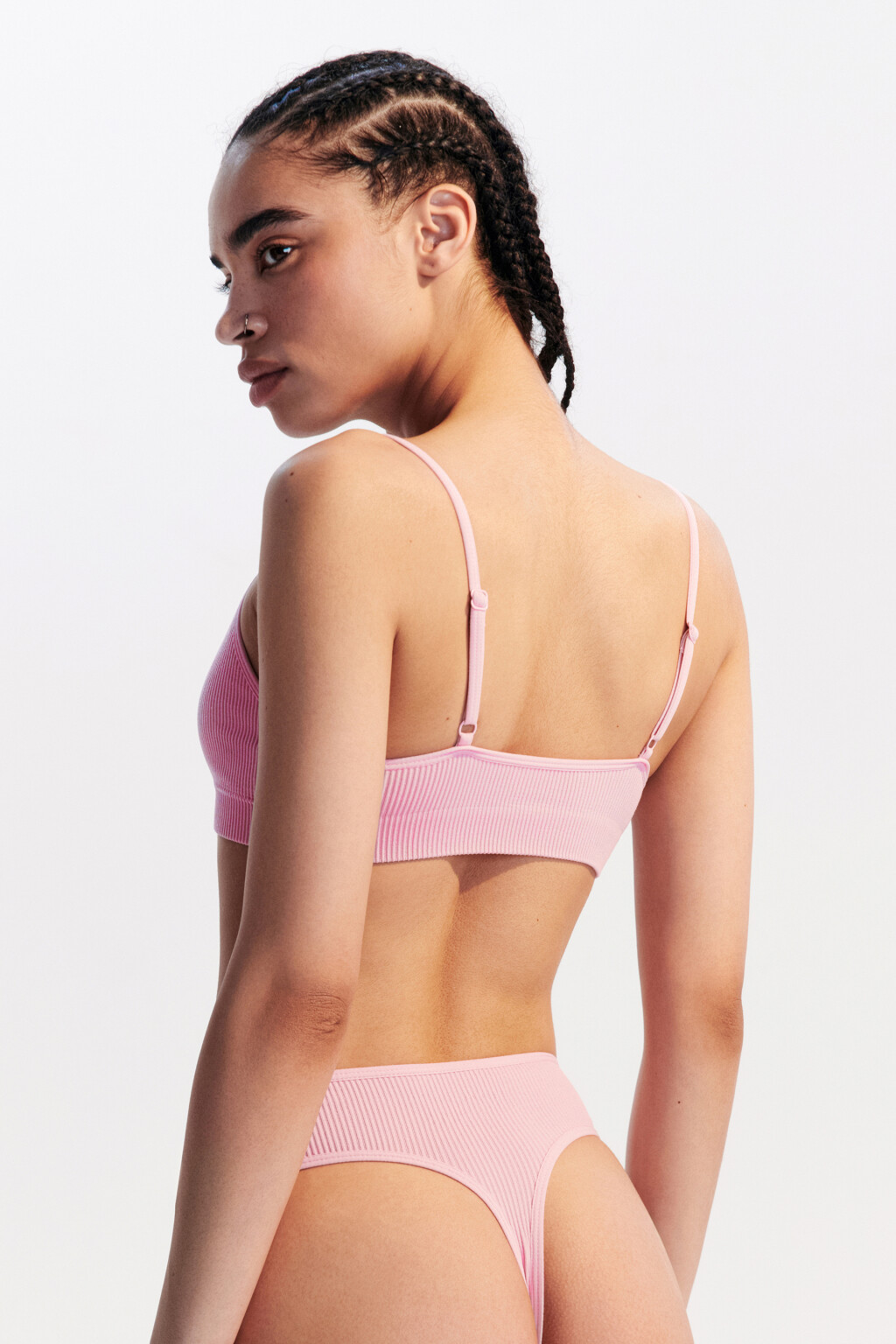 Лиф-топ купальный со шнуровкой на груди - цвет розовый - 3