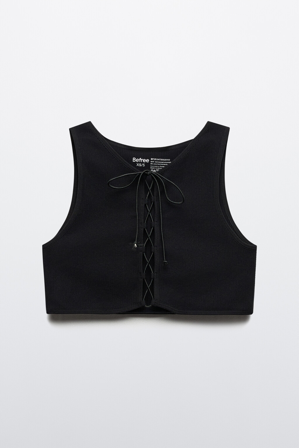 Топ купальный со шнуровкой на груди - цвет черный - 5