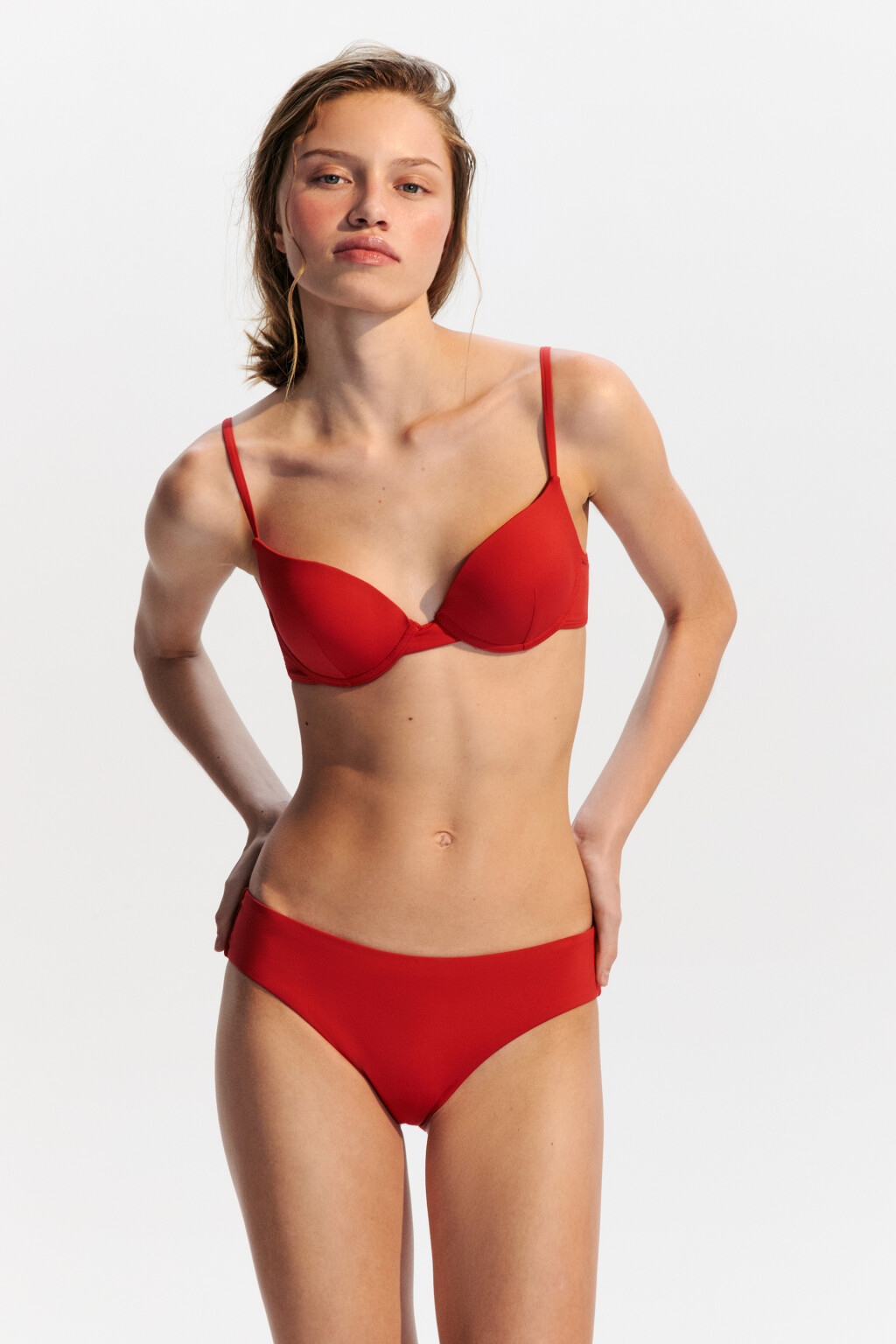 Трусы-слипы купальные со средней посадкой - цвет красный - 4