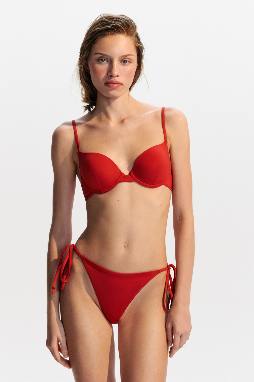 Трусы-слипы купальные на завязках - цвет красный - 4