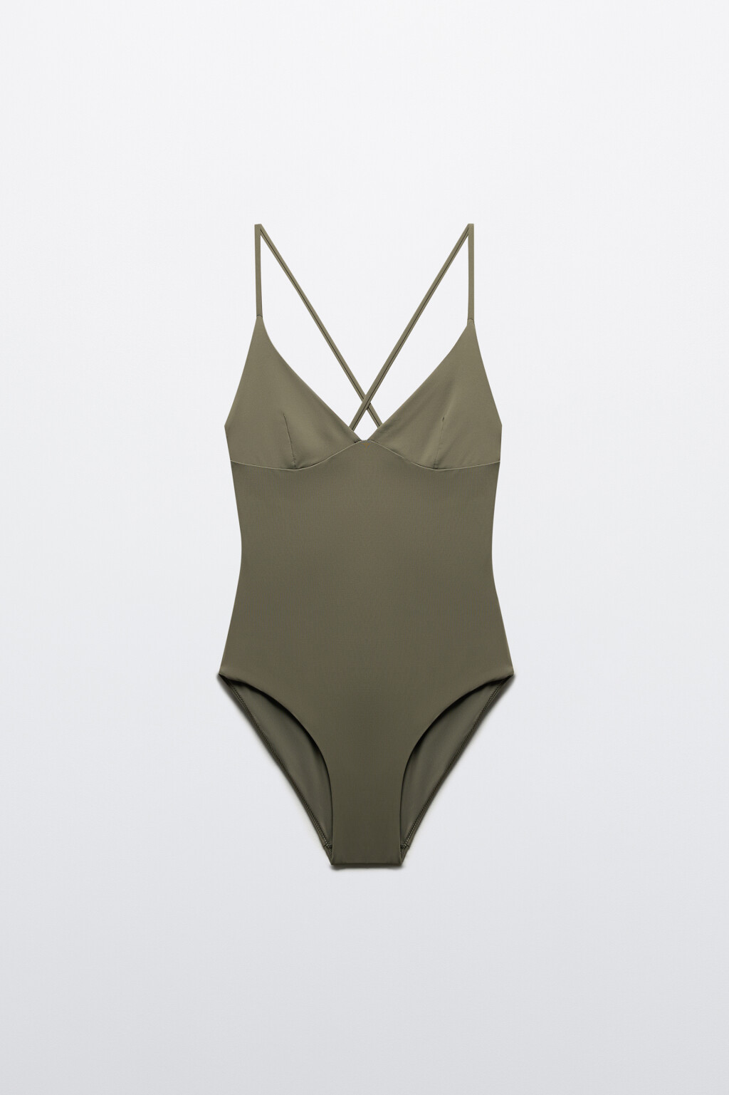 Купальник слитный на тонких бретельках - цвет зеленый - 5