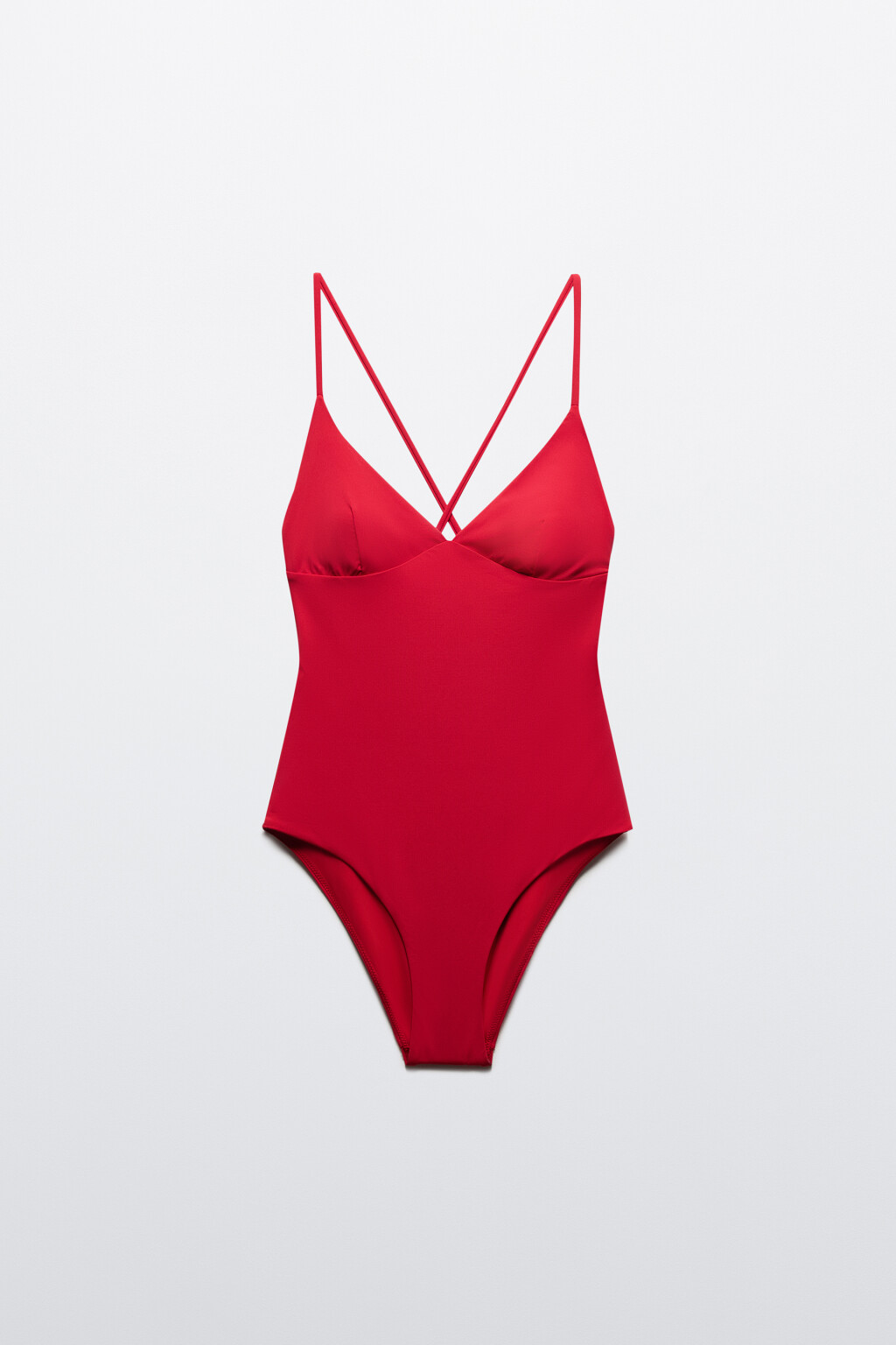 Купальник слитный на тонких бретельках - цвет красный - 5