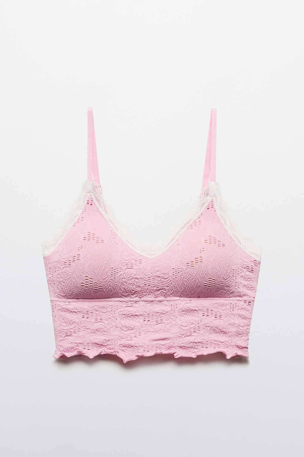 Бюстгальтер-майка из кружева - цвет розовый - 5