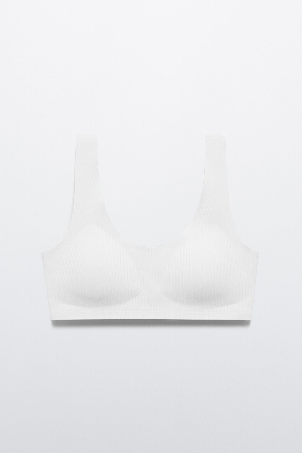 Бюстгальтер-бра в рубчик на широких бретелях - цвет белый - 5