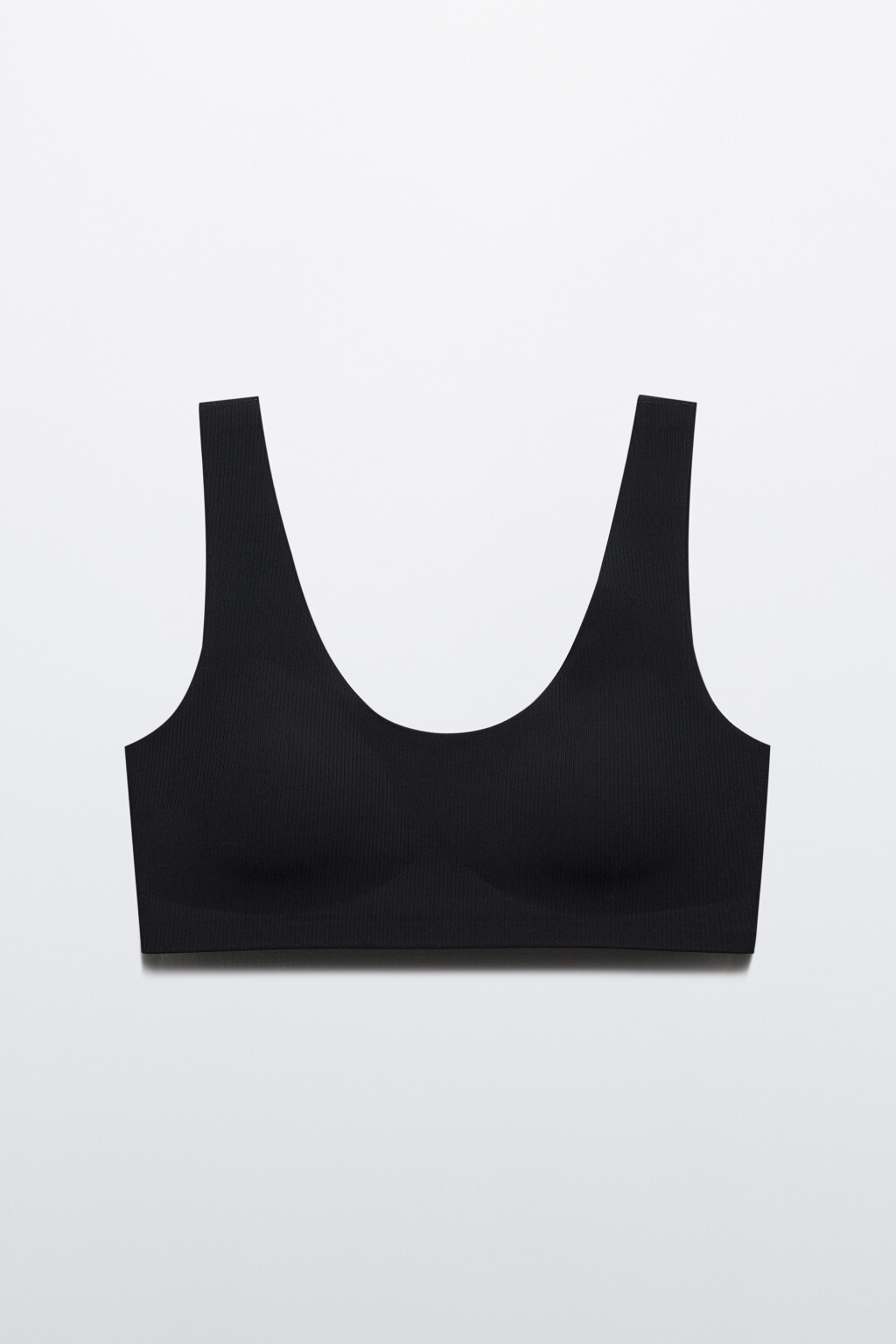 Бюстгальтер-бра в рубчик на широких бретелях - цвет черный - 5