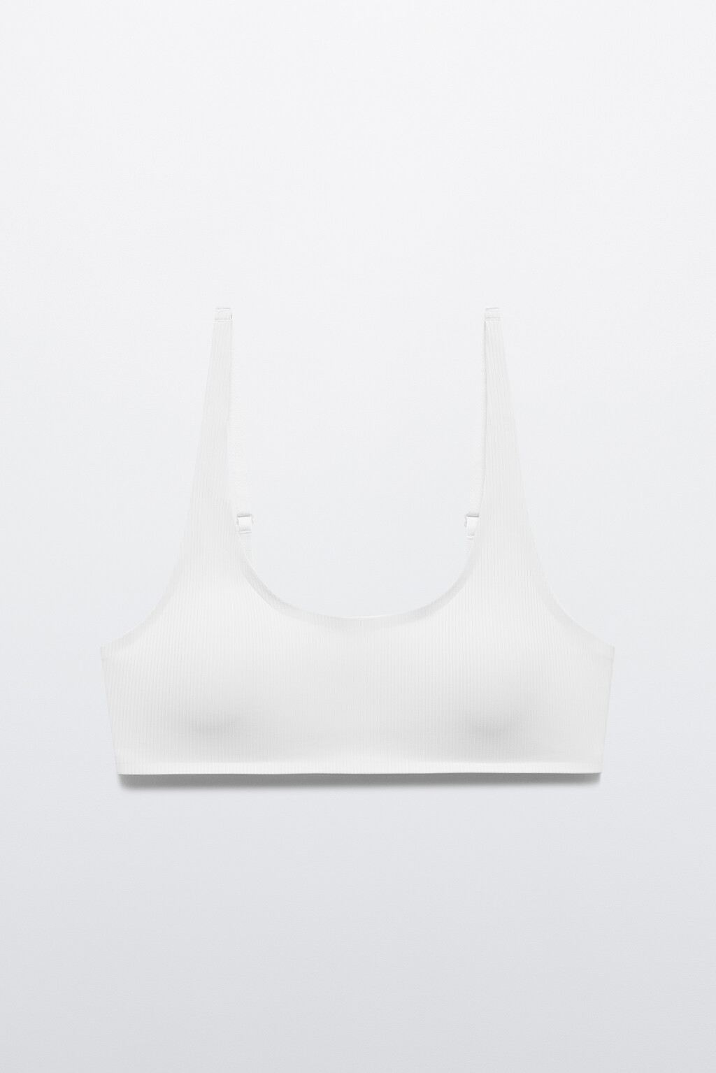 Бюстгальтер-топ в рубчик на тонких бретелях - цвет белый - 5