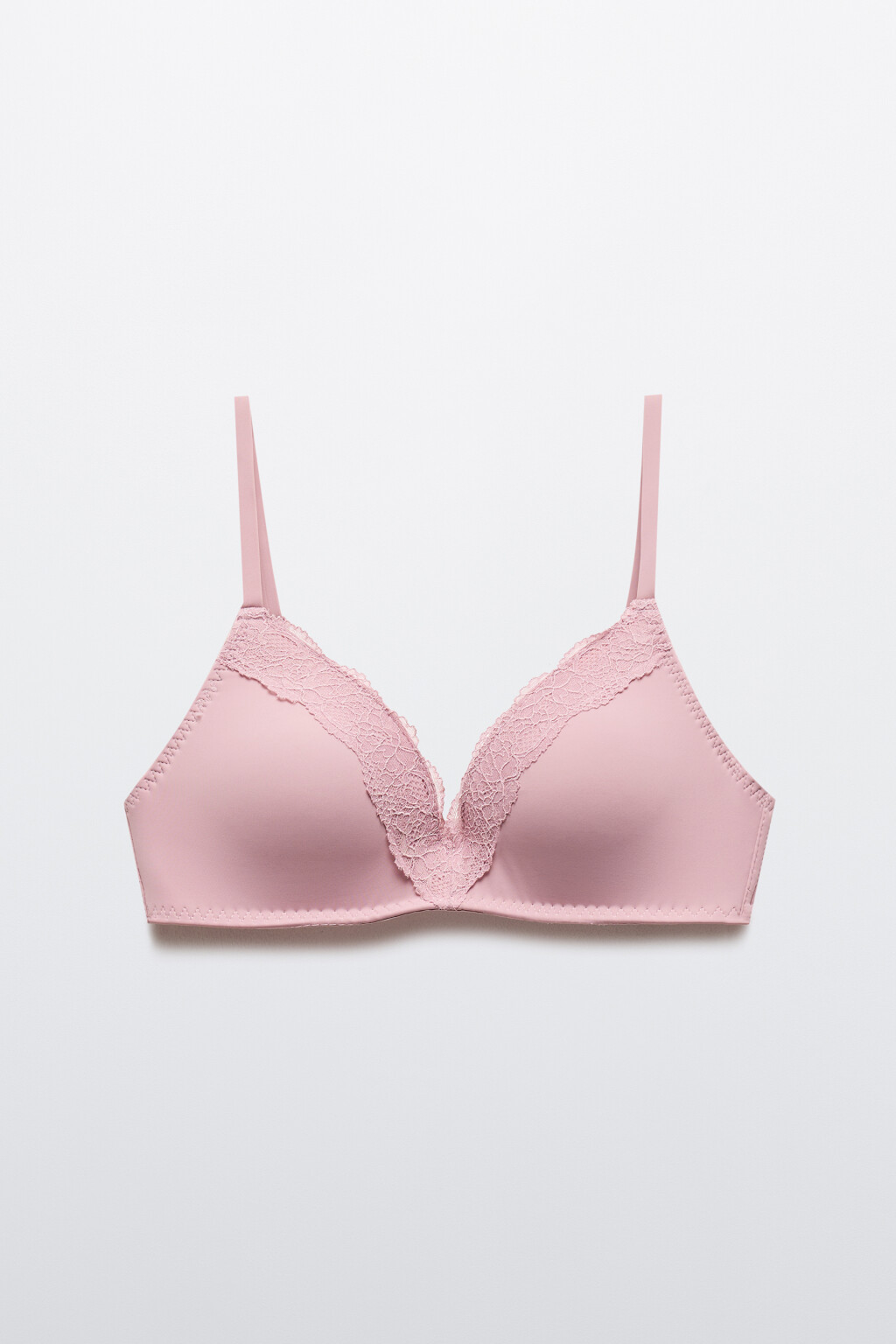 Бюстгальтер с кружевом и бантиком - цвет розовый - 5