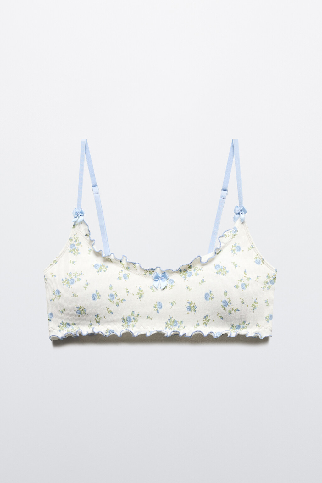 Бюстгальтер-топ в рубчик с принтом - цвет голубой - 5