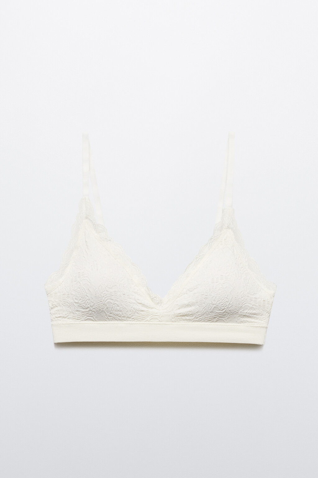 Бюстгальтер-топ в рубчик с кружевом - цвет ванильный - 5