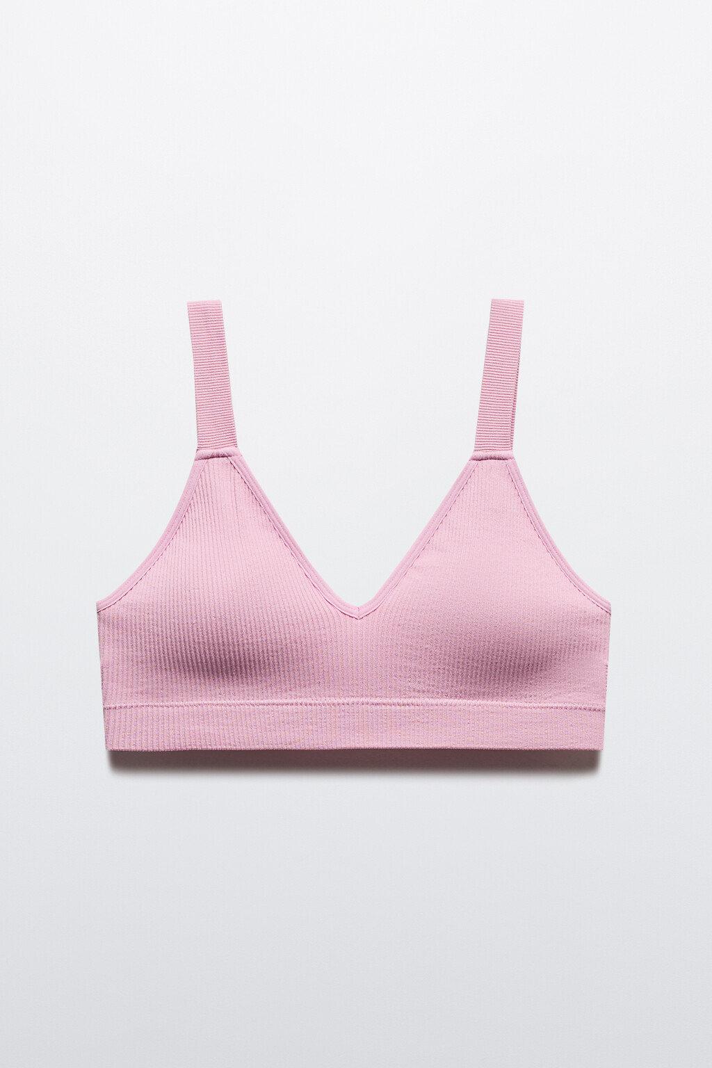 Бюстгальтер-топ бесшовный в рубчик - цвет розовый - 5