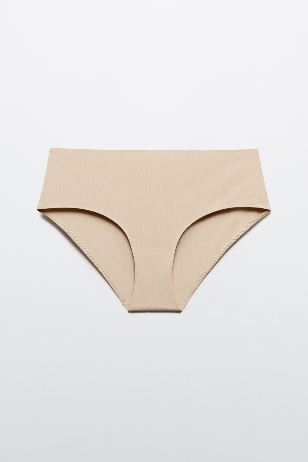 Трусы-слипы в рубчик с высокой посадкой - цвет бежевый - 5