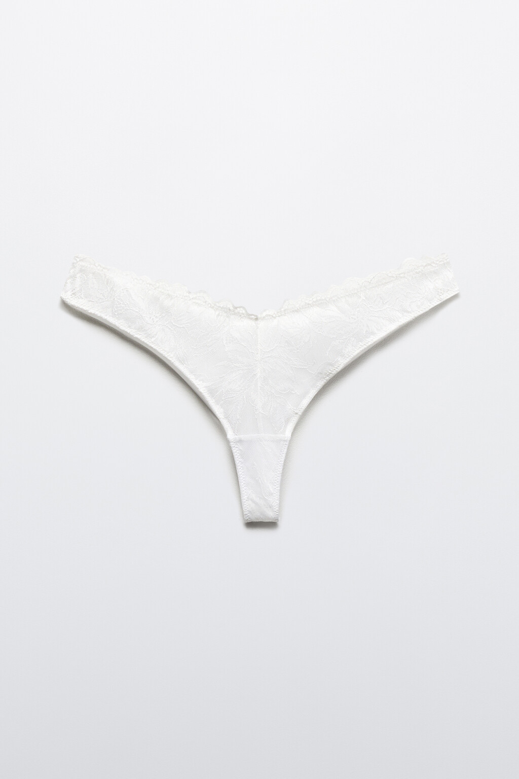 Трусы-бразильяна кружевные - цвет белый - 5