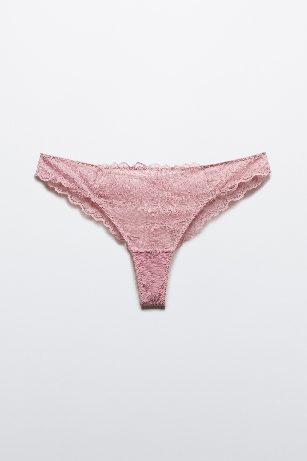 Трусы-бразильяна кружевные - цвет розовый - 5