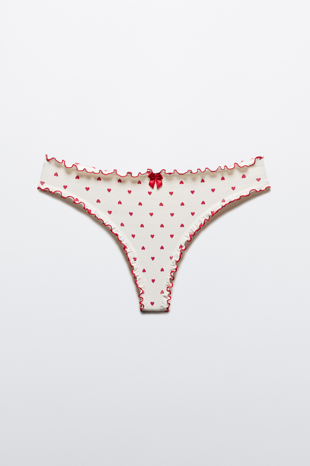 Трусы-танга в рубчик с принтом - цвет красный - 5