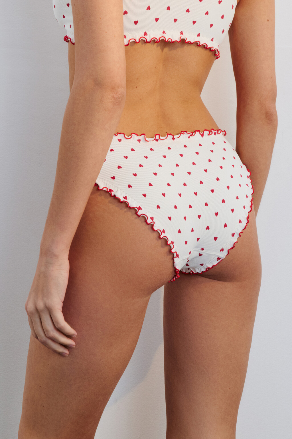 Трусы-слипы в рубчик с принтом - цвет красный - 3