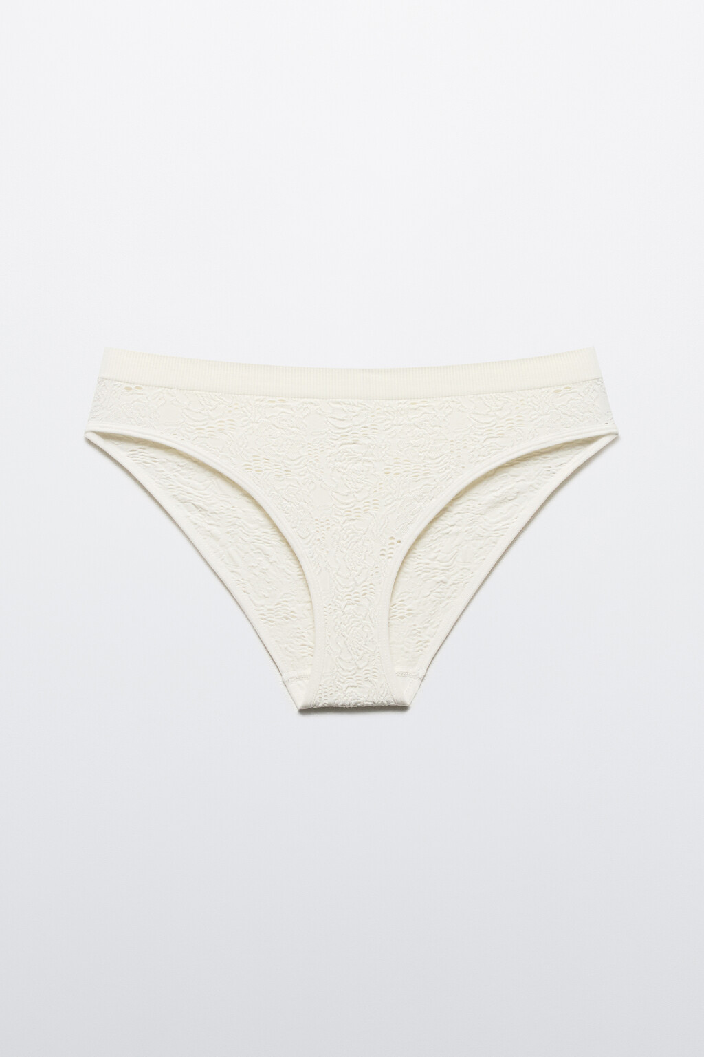 Трусы-слипы в рубчик с кружевом - цвет ванильный - 5